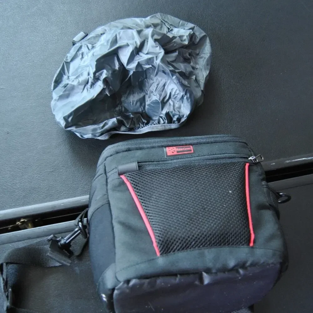 Precision Small Black & Red Camera Bag w/ Rain Cover